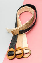 Black Wooden Buckle Rattan Stretch Waist Belt
