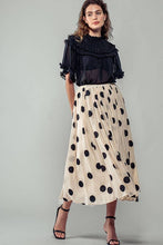 Polka Dotted Midi Skirt: Cream
