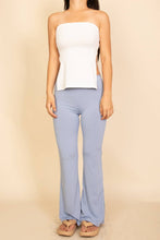 White Strapless Ribbed Side-Slit Flare Top
