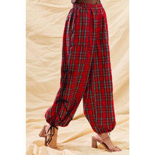 CHRISTMAS CHECKERED PLAID JOGGER TRACK PANTS: RED CHECK / M