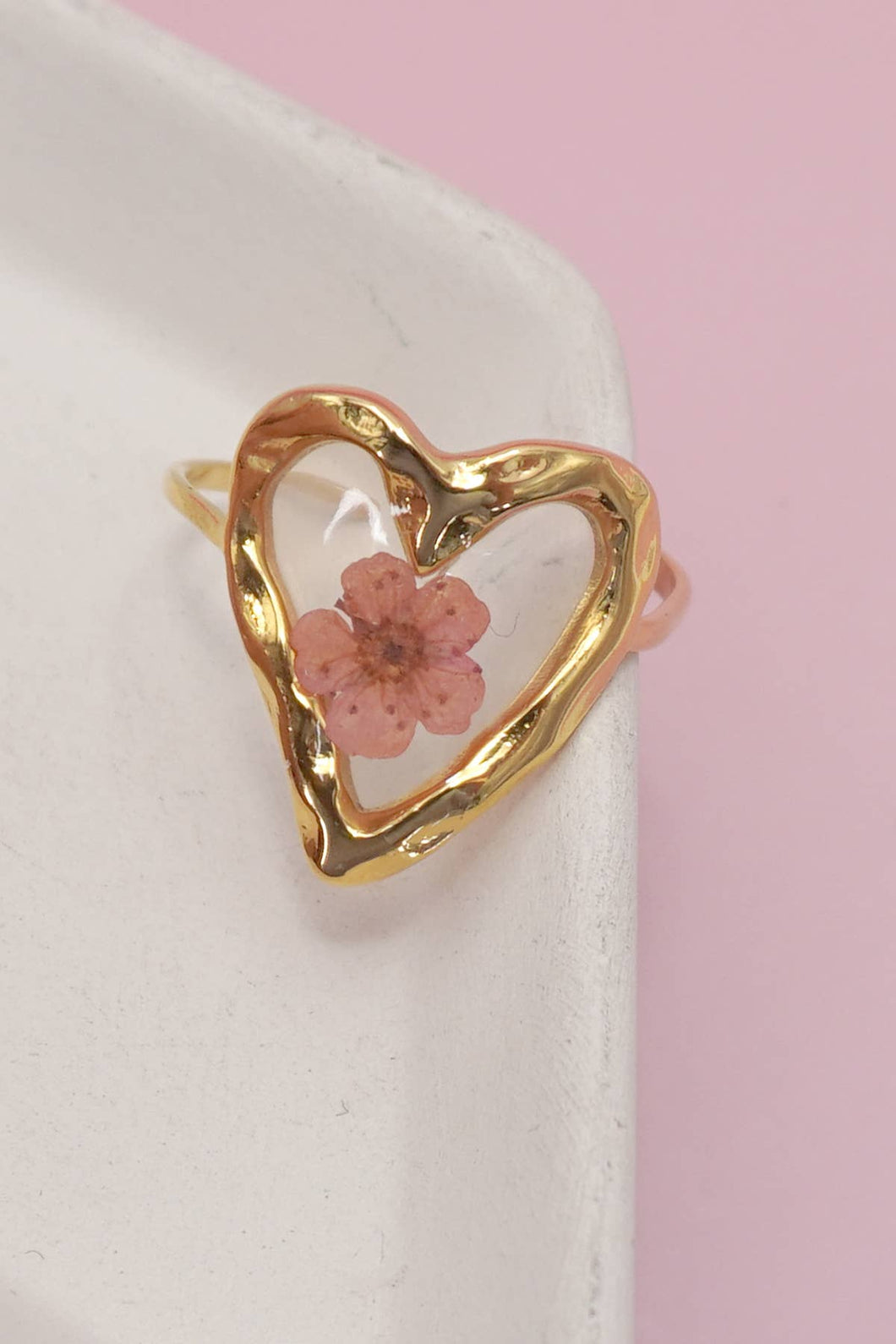 Heart Apricot Floral Ring