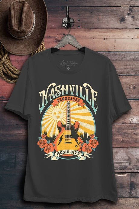 Dark Grey Nashville Music City Tennessee Graphic Top