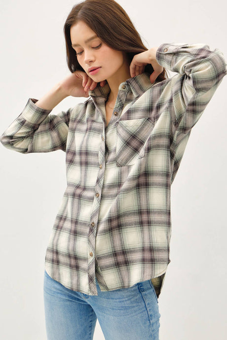 Jade Oversized Cotton Flannel Shirt