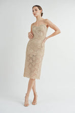Nude Corset Lace Bustier Midi Dress
