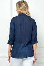 Black Oversize Sheer Button Down Top