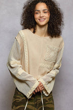 Coconut Round Neck Long See Through Sleeve Crochet Solid Knit POL Top