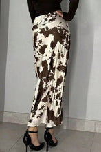 Coffee Abstract Print Midi Skirt