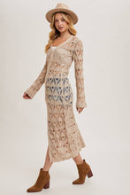 Natural Button Down Crochet Maxi Cardigan