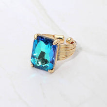 Black Emerald Cut Stone Adjustable Ring