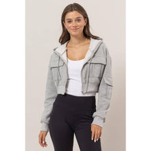 Heather Grey Fleece French Terry Cropped Jacket
