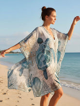 Blue Multi Open Front Sea Turtle Kimono