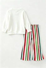 White Christmas application top and multi color stripe bottom