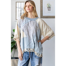 Blue Washed Mix Media Casual Oli+Hali Top