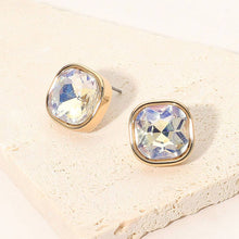 Green Square Cut Gem Evening Stud Earrings