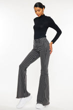 Grey High Rise Flare Stripe Kancan Pants
