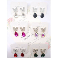 12pk Polished Butterfly Teardrop Dangle Earrings