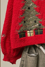 Red Christmas Tree Embroidered Soft Cardigan
