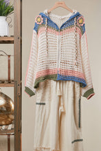 Ivory Bloom Zip Hood Crochet Cardigan