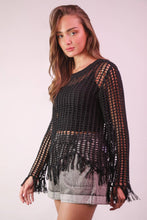Black Oversized Net Summer Crochet Knit Sweater Top