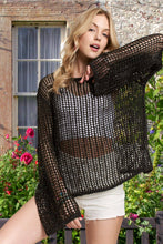 Black Sequins Accent Crochet Cover Up