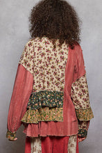 Raspberry Multi Long sleeve double gauze patchwork shirred ruffle POL shirts