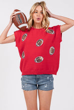 Red Game Day Football Patch Sweater