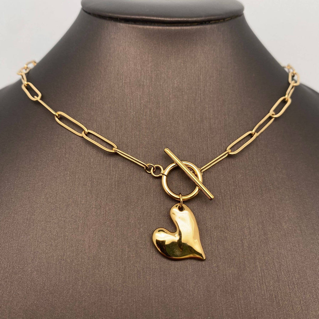 Gold Heart Charm 18K Gold Plated Stainless Steel Necklace