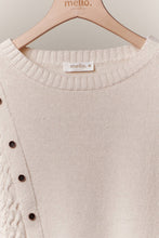 Button Trim Boat Neck Mello Sweater: Ivory