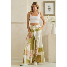 Olive Washed Floral Patchwork Flare Oli+Hali Pants