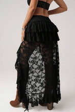 Black Ruffled Asymmetrical High Low Skirt