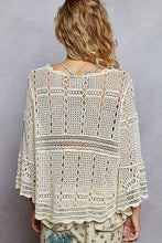 Natural Round neck long sleeve crochet loop patterns regular fit POL top