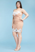 Nude Plus Size Crochet Contrast Dress