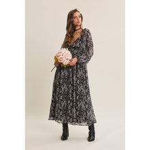 Black Multi Stunner Twisted Front Floral Midi Dress