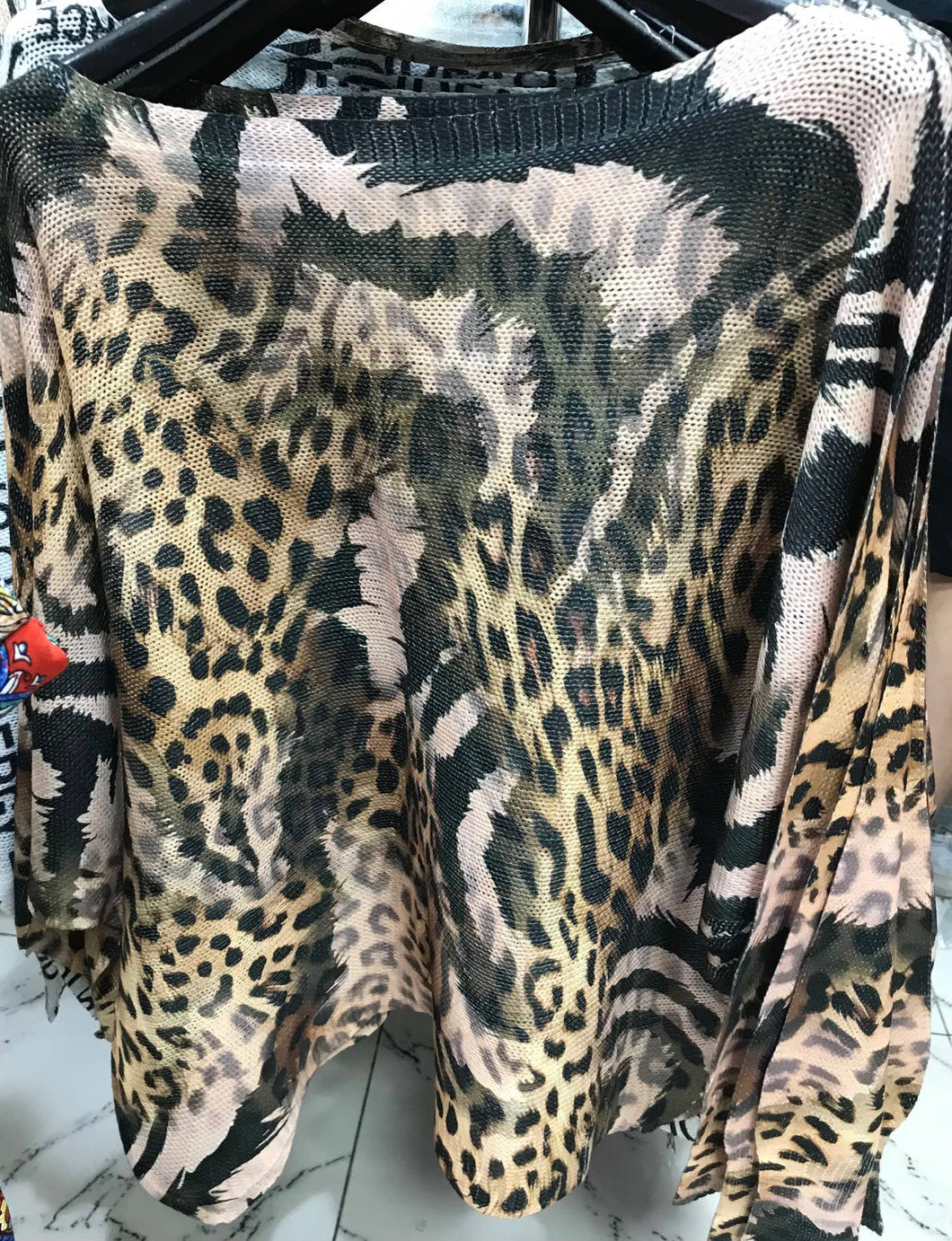 Leopard Brown Round Knit Printed Sweater