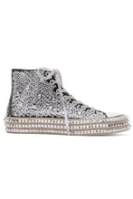 Black White Contrast Sequin High Top Sneakers
