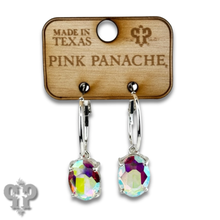 Blue Oval rhinestone earring on hoop