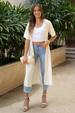 Buttermilk Short Sleeve Open Front Venti Long Top