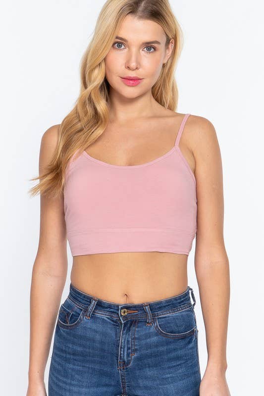Paint Pink Round Neck Removable Bra Cup Twisted Back Cami Top