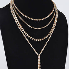 Silver Multi-Layered Rhinestone Long Necklace