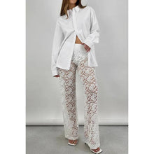 Sexy Patchwork Lace See Through Straight Pants: White