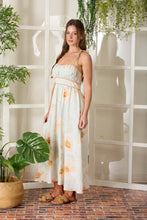 Cream Multi Watercolor Floral Spaghetti Strap Midi Dress