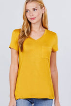 Burgundy Short Sleeve V-neck Top with Pocket
