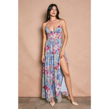 Delicate Blues Garden Promenade Corset Maxi Dress
