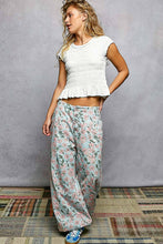 Sky Multi Vintage Washing Printed Twill Relaxed Fit Floral POL Pants