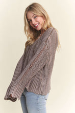 Mocha Distressed Mineral Washed Sweater