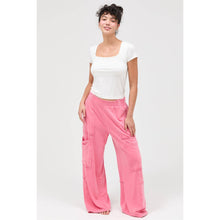 Taffy Pink Mineral Wash Wide Leg Cargo Pants