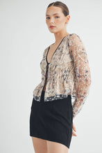 Cream Sheer Embroidered Mesh Peplum Top with Polka Dot Detail