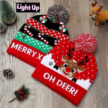 12pk Light up Merry Christmas HO HO Beanie