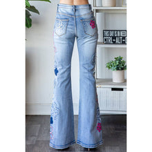 Denim Pink Combo Washed Flower Embroidery Denim Oli+Hali Pants