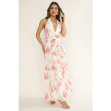 Pink Halter Ruffle Elegance Maxi Dress